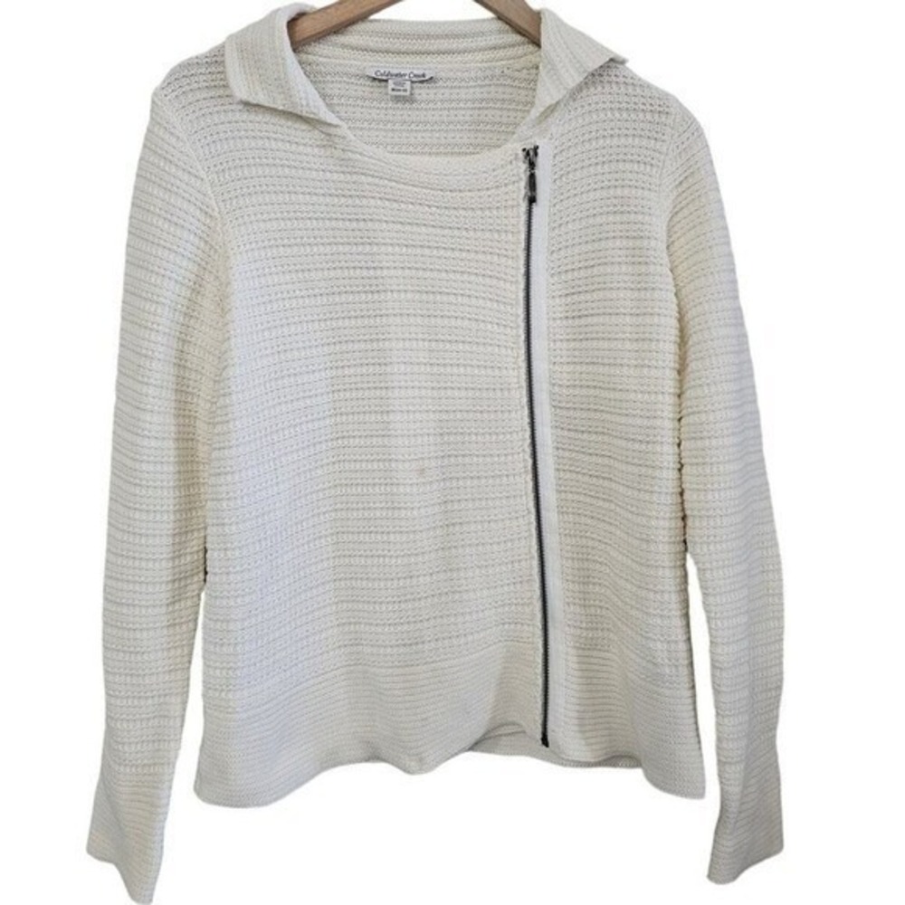 Coldwater Creek Sweater Sz Med Women Asymmetric Zipper Cardigan